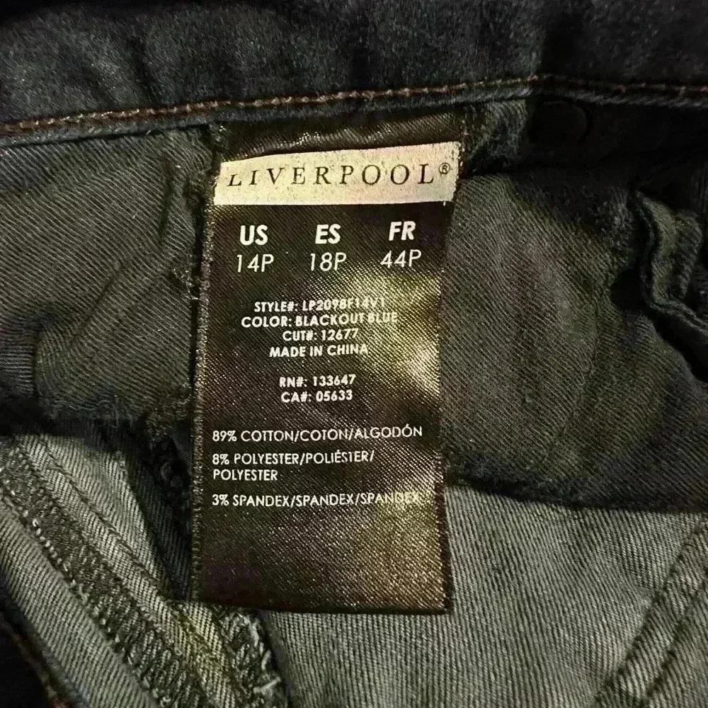Liverpool Mid Rise Skinny Ankle Jeans Blackout Blue Size 14P